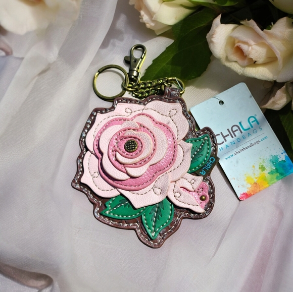 Chala Handbags Rose Coin Purse Key Fob and Purse Charm NWT - Picture 1 of 4